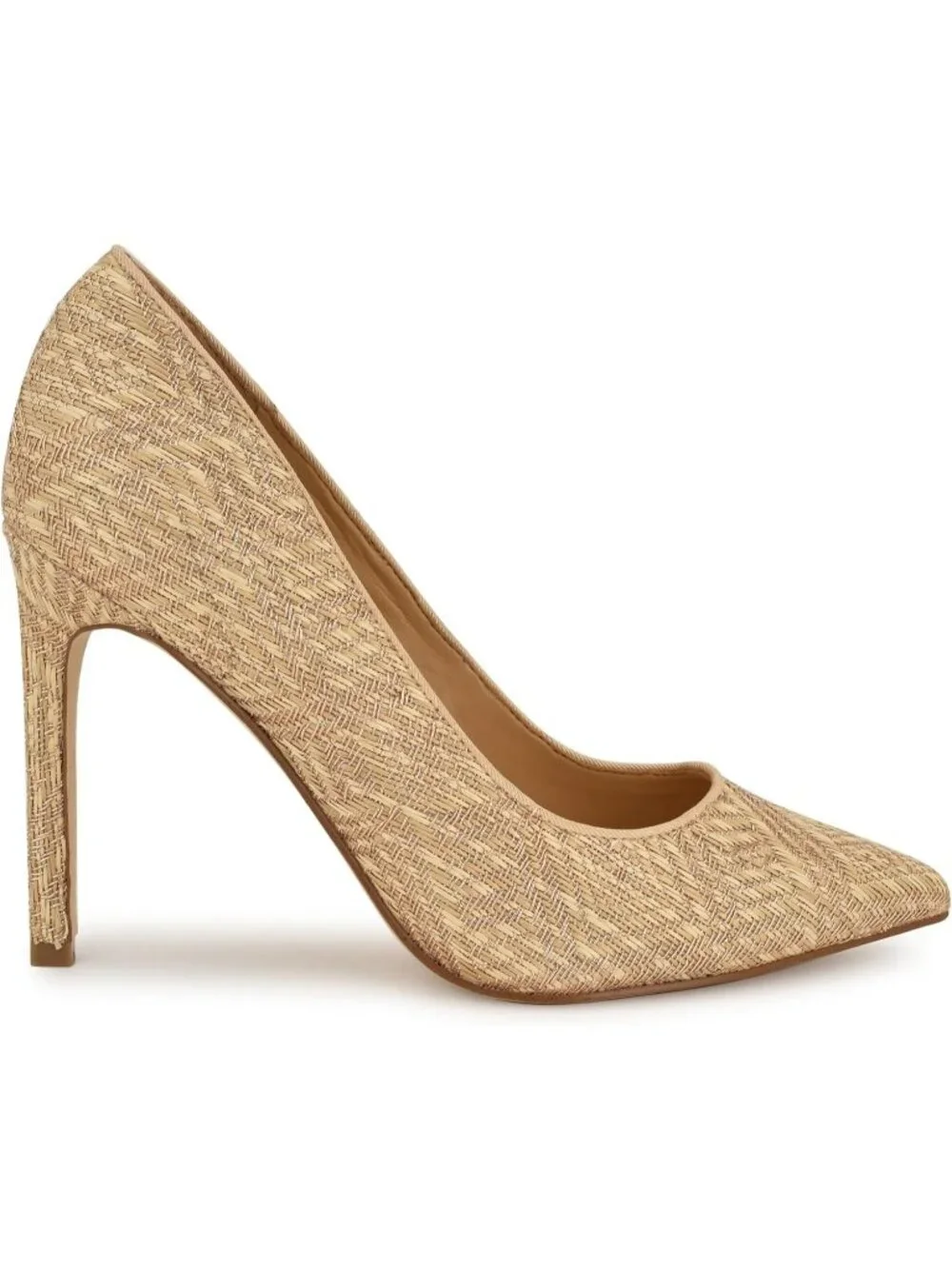 Women's Light Natural Pointed Toe Footbed Tatiana Pump Casual Covered Heel Shoes